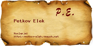 Petkov Elek névjegykártya